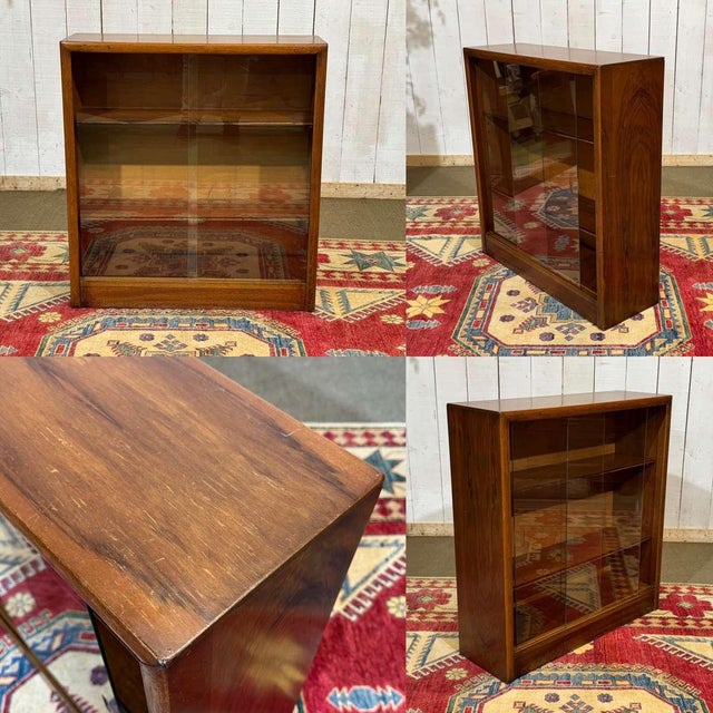 English walnut display cabinet from the 1970s - W=75cm D=26cm H=82cm