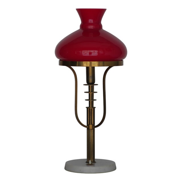 Italian Table Lamp in Brass, Glass, and Marble attributed to Stilux, 1950s For Sale