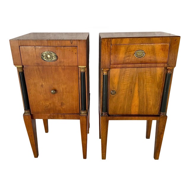 Assembled Pair of 19th Century Italian Neoclassical Walnut Bedside Cabinets For Sale - Image 9 of 9