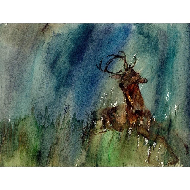 Modern Leonard Baskin, Rare Leonard Baskin Watercolor Seasons Song: Deer Illus. Ted Hughes Poem, 1980 For Sale - Image 3 of 6