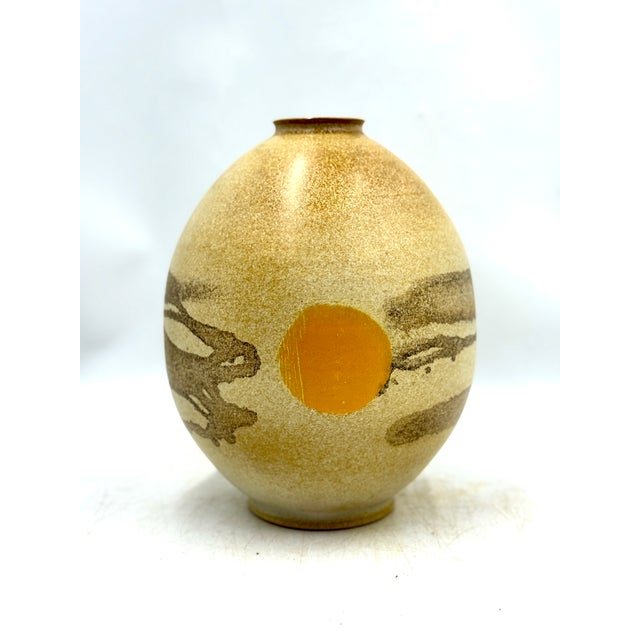 Goldenrod Vintage Japanese-Style Vase by Jacques Serres, 1950s For Sale - Image 8 of 8