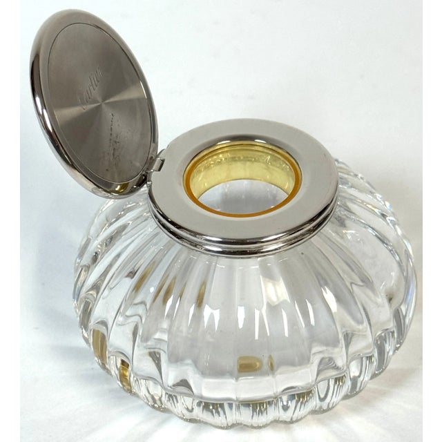 Transparent Cartier 'Must de Cartier' Crystal & Silverplate Mellon Inkwell For Sale - Image 8 of 8