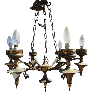 Vintage Metal 6-Arm Chandelier