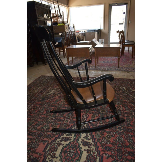 Vintage Solid Maple Hitchcock Black Rocker Chairish