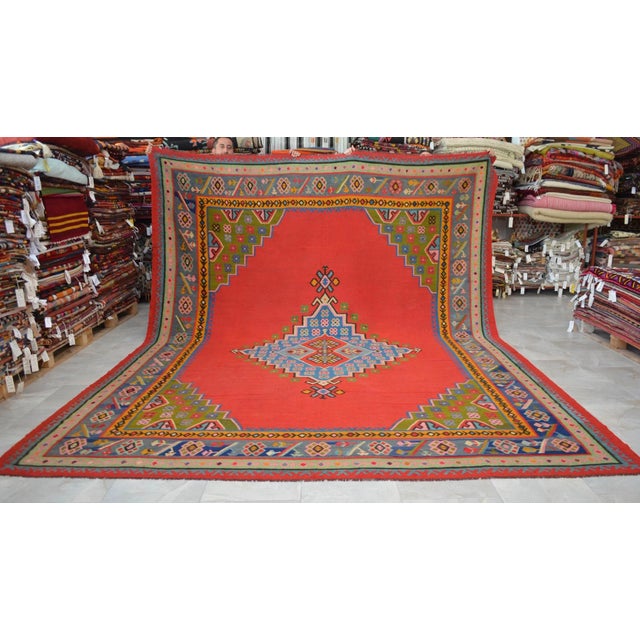 Mid-Century Modern 1930s Antique Oushak Rug Turkish Hand Woven Oversized Area Rug - 9′10″ × 12′10″ For Sale - Image 3 of 10