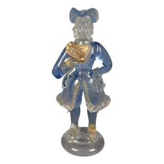 Murano Glass Goldonian Figure with Fan, 1970s For Sale