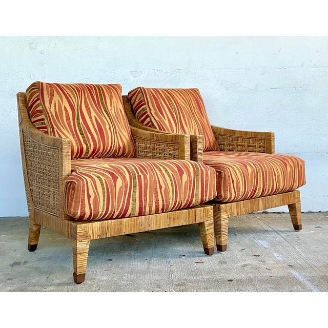 Vintage McGuire Woven Rattan “St Germaine” Lounge Chairs - A Pair For Sale - Image 11 of 12
