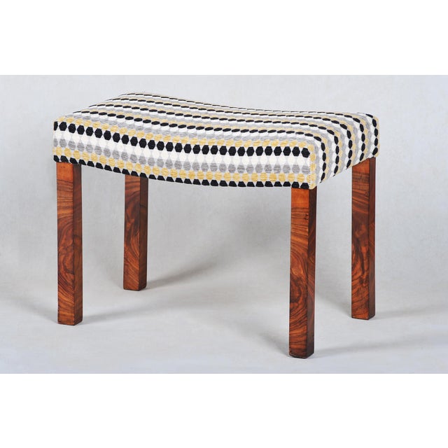 Czech Art Deco Upholstered Walnut Ottoman, 1920s For Sale - Image 12 of 12