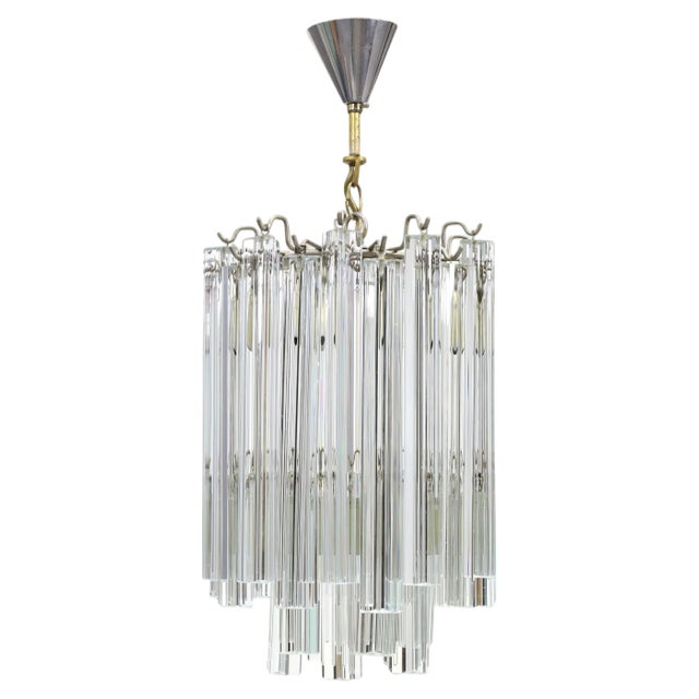 Italian Chandelier in Murano Glass and Steel, 1960s For Sale