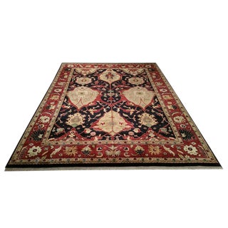 Red, Black & Gold Handmade Rug - 9x12 For Sale