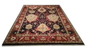 Red, Black & Gold Handmade Rug - 9x12