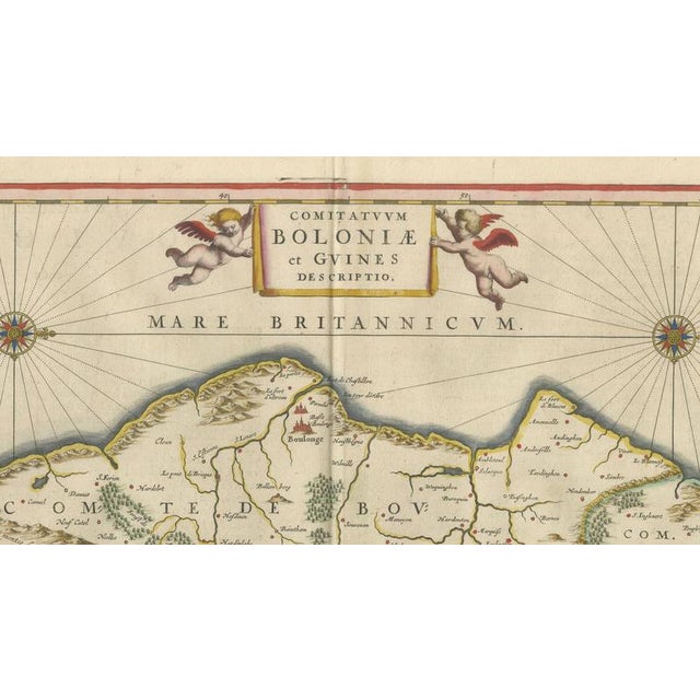 Golden Age Map of Boulogne & Guînes from Blaeu, 1642 For Sale - Image 4 of 10