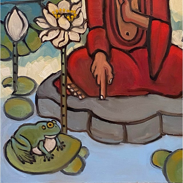 Contemporary Bodhidharma Meditating Original Oil Painting Stephen McDonough For Sale - Image 3 of 3
