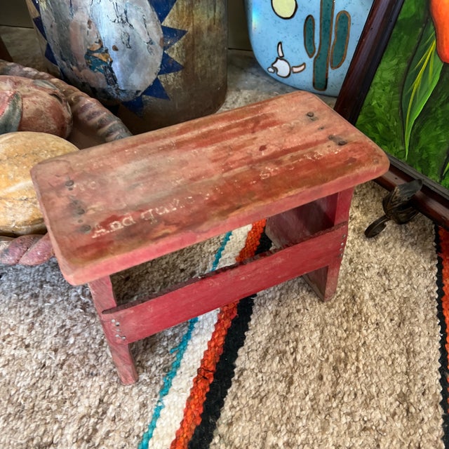 Up for consideration is a beautiful vintage red wooden miniature stool. This would look lovely in your home, and it is a...