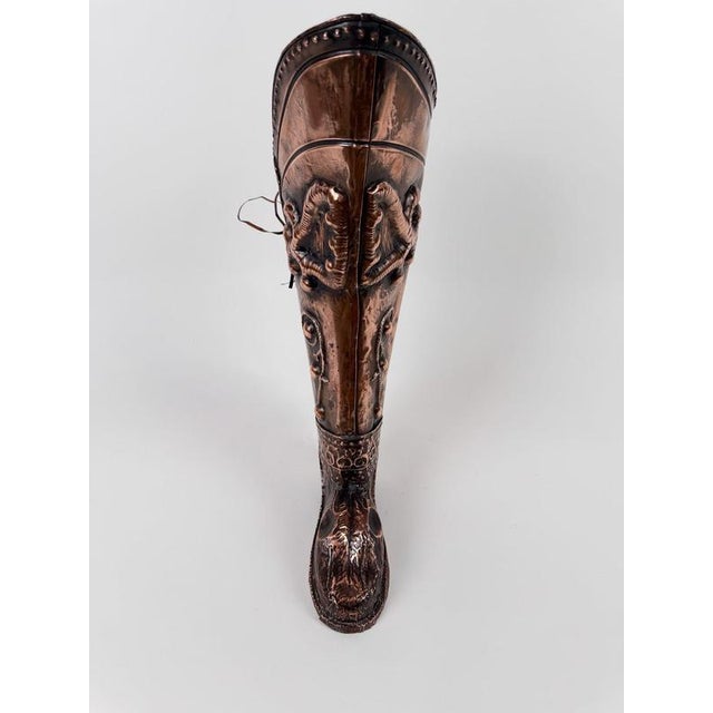 Italian Mid-Century Copper Western Boot Umbrella Stand, Repoussé Decoration, 70s, 1970s For Sale - Image 17 of 18