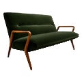 Giuseppe Scapinelli Sculptural Sofa in Solid Caviúna & Deep Evergreen Italian Mohair Velvet, Brazil, 1950s For Sale
