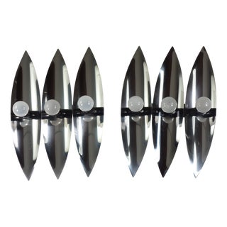 Space Age Italian Chrome Wall Lamps from Reggiani, 1970s, Set of 2 For Sale