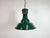 Industrial petrol (green) enamel factory pendant light made by sammode in france during the 1950s. White enamel inside the...