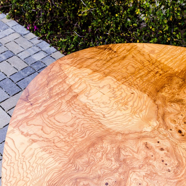 Wood Vintage 1960s Florence Knoll Attributed X Base Burl Wood Dining or Conference Table For Sale - Image 7 of 12