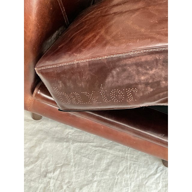 Contemporary 1990s Baxter Italian Brown Leather Club Armchair – Modern Sculptural Lounge Chair For Sale - Image 3 of 14