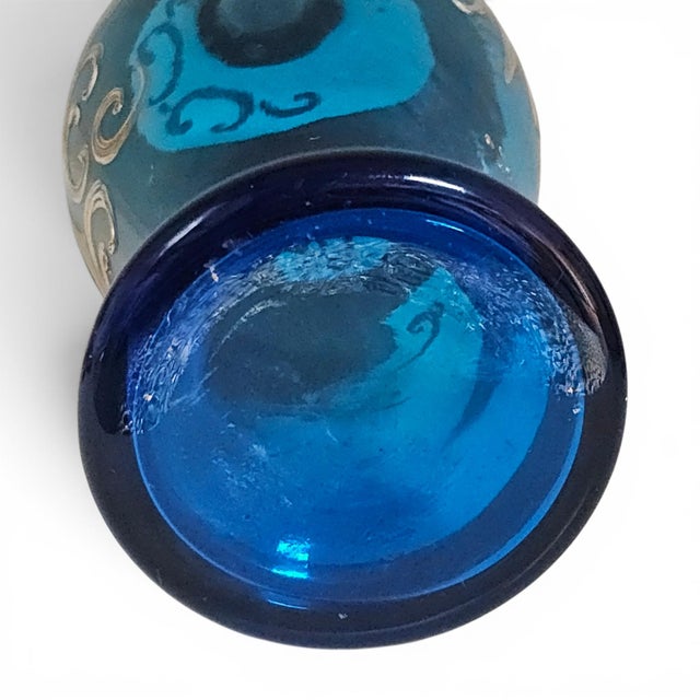 Vintage Venetian Tre Fuochi Turquoise Ombre Art Glass Decanter Set - Set of 5 For Sale - Image 18 of 18
