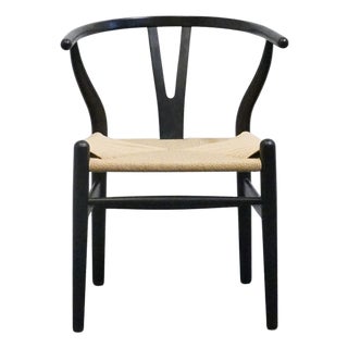 Four Hands Grass Roots Collection Solid Teak Wishbone Back Dining Arm Chair W. Rush Seat For Sale