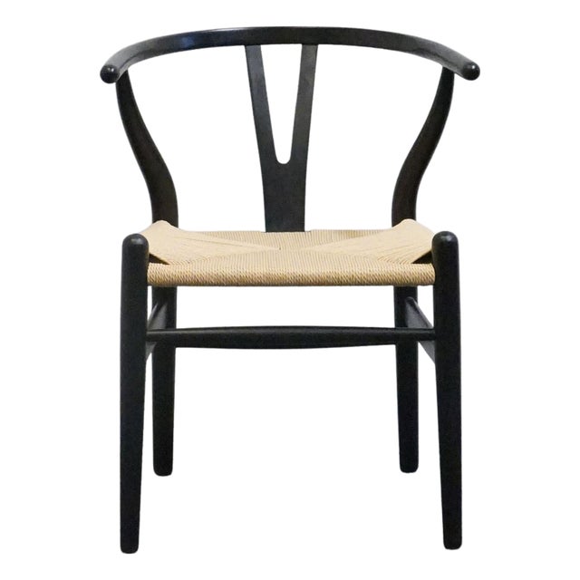 Four Hands Grass Roots Collection Solid Teak Wishbone Back Dining Arm Chair W. Rush Seat For Sale