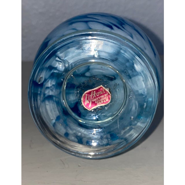 Mid-Century Modern 1960 Lefton Hand Blown Turquoise and White Glass Pitcher, Made in Japan For Sale - Image 3 of 5