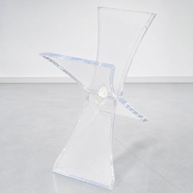 Glass 1970s Vintage Lucite Butterfly Console Base For Sale - Image 7 of 8
