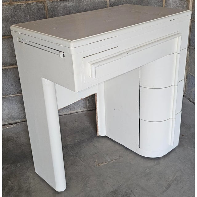 Victorian Off-White Enamel Fold-Top Sewing Table / Student Desk For Sale - Image 4 of 10