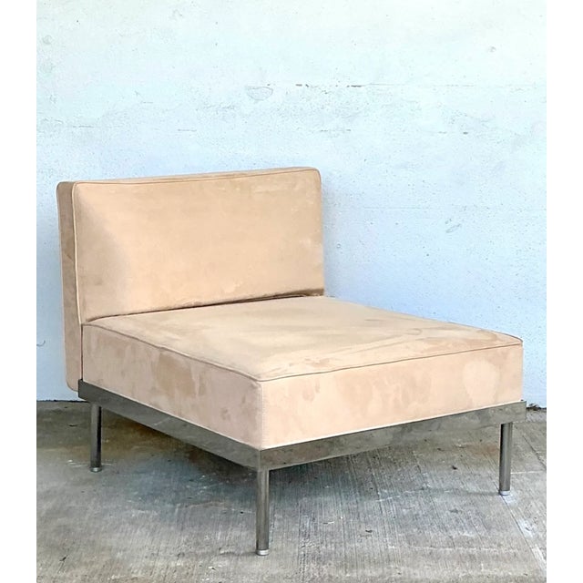 Vintage Minimalist Chrome Base Lounge Chair For Sale - Image 9 of 12