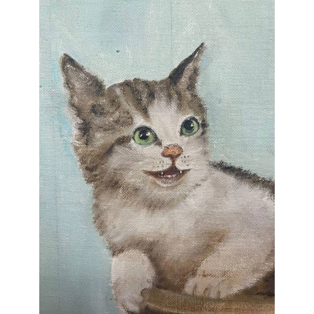 Vintage Signed Original Painting of Kittens in a Basket. For Sale In Seattle - Image 6 of 9