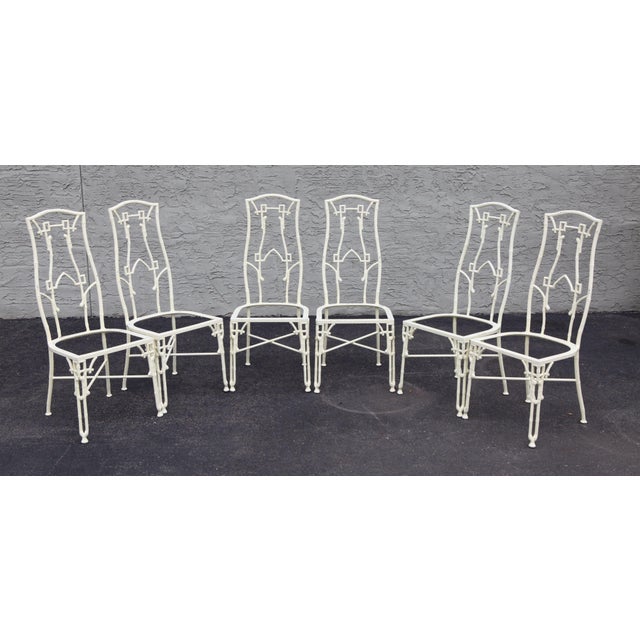 Hollywood Regency Vintage Set 6 Faux Bamboo Aluminum Patio Dining