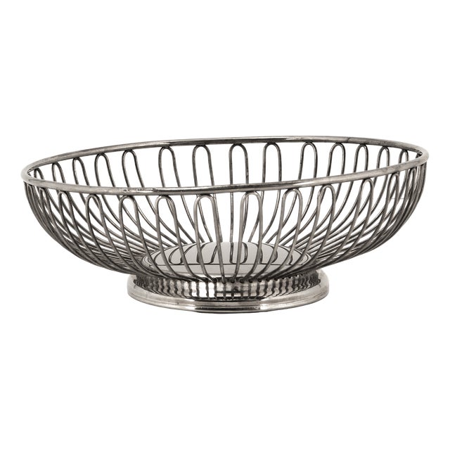 Mid-Century Modern Wire Basket with Silver Plating, 1950s For Sale