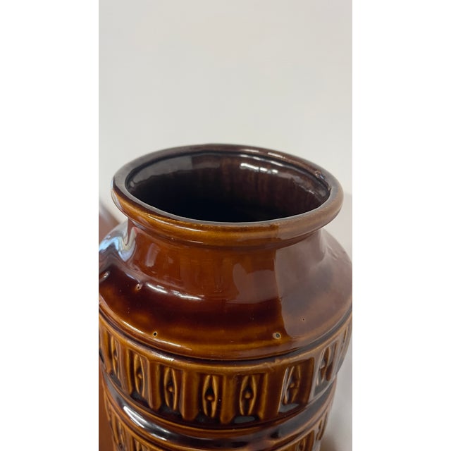 Large Sculptural Brown Glazed Ceramic Vase from Scheurich, West Germany, 1960s For Sale - Image 6 of 12