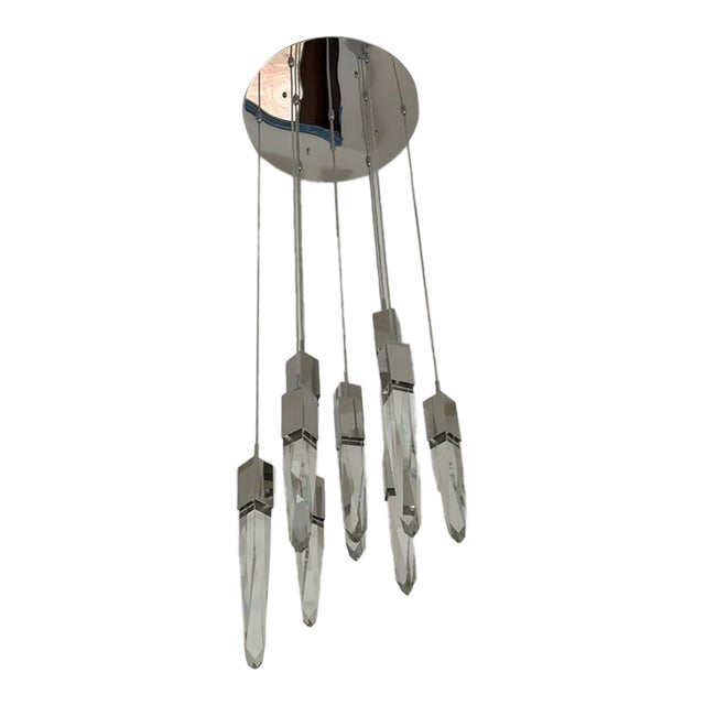 Modern Et2 Quartz E31247-20pc — Set of 10 Clear Beveled Crystal Led Pendants For Sale