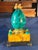 Hollywood Regency Empire Style Faux Malachite & Sienna Marble Decorative Egg Table Article With Gilt Bronze Doves For Sale - Image 3 of 14