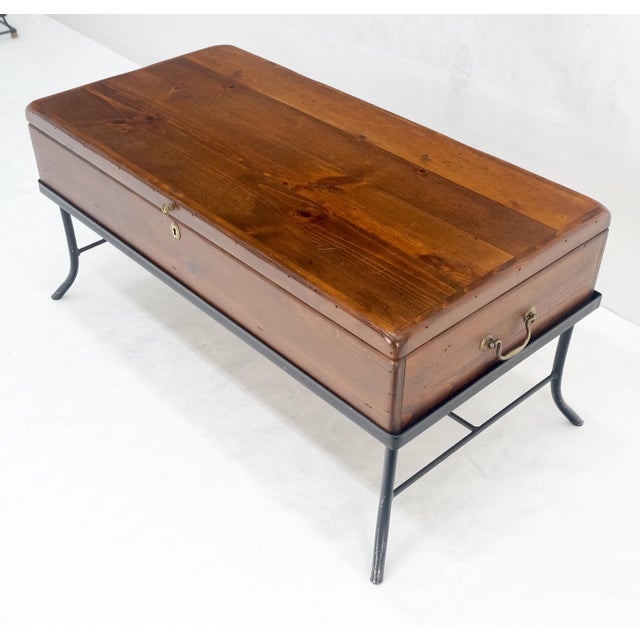 Vintage Hope Chest Storage Box on Metal Frame Box For Sale - Image 15 of 15