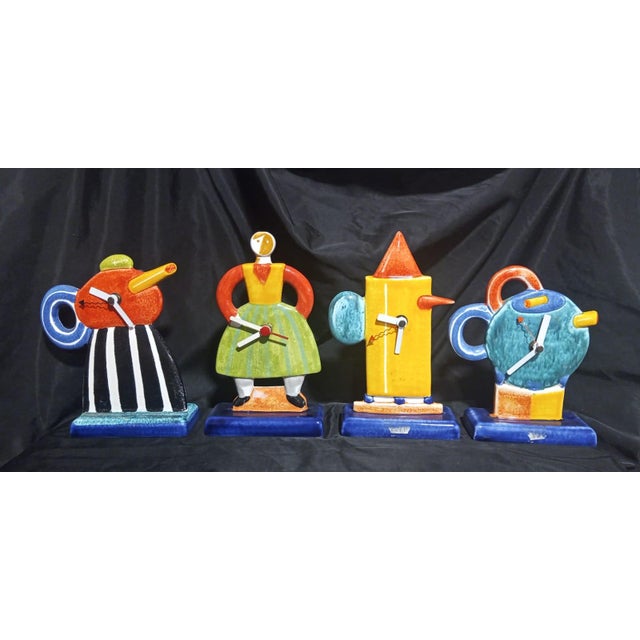 Ceramic Benlloch Ceramic Clocks, Manises, Spain, 1990s, Set of 4 For Sale - Image 7 of 7
