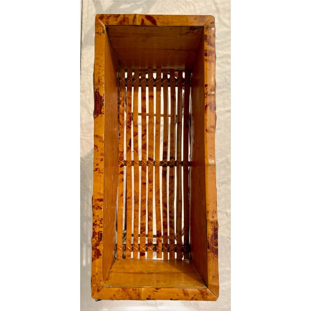 Vintage Bamboo Jardinière Planter Stand With Removable Galvanized Liner For Sale In Los Angeles - Image 6 of 13