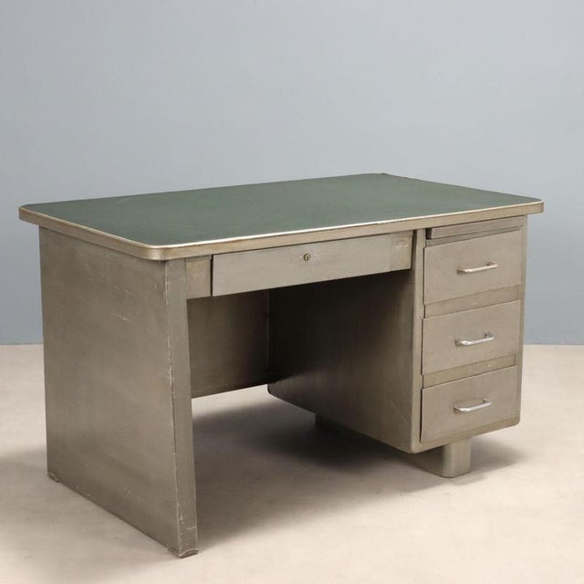 Vintage Desk in Metal with Green Top, 1960s For Sale - Image 9 of 9