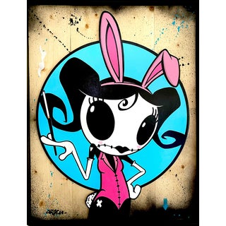 Arsen, Miss Bunny, 2022, Mixed Media on Wood, Framed For Sale