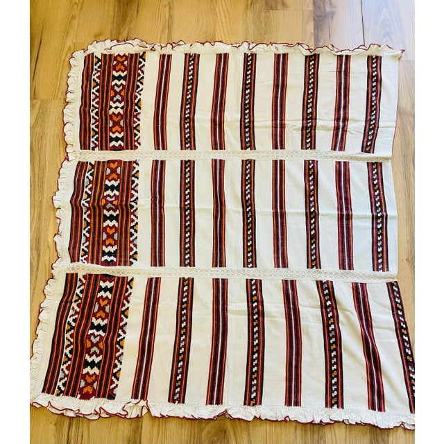 Textile Gorgeous Antique Romanian Ethnographic Handspun Crochet Tablecloth For Sale - Image 7 of 8