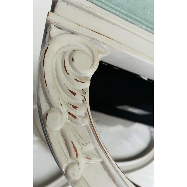 Frontgate Neo Classical Painted Shabby White Bench Stool For Sale - Image 9 of 10