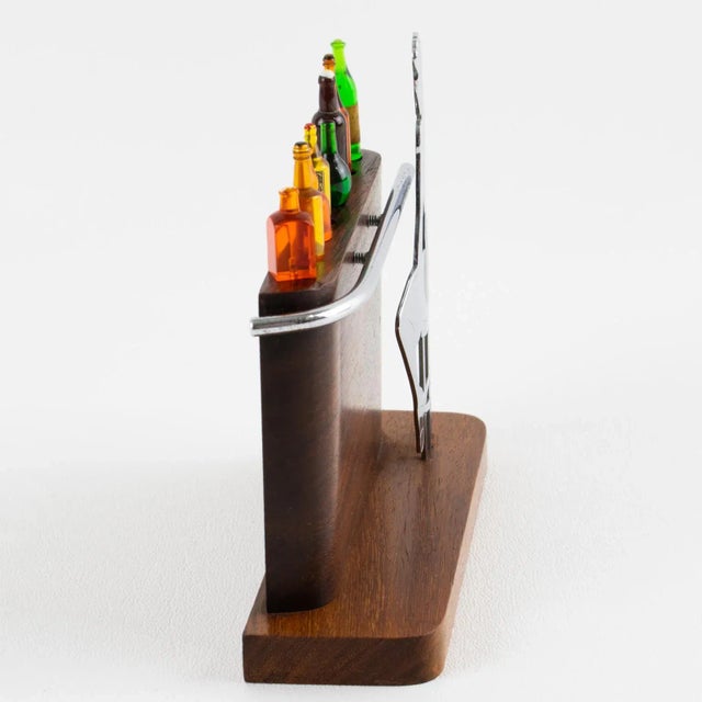 1930s Art Deco Chrome and Macassar Wood Cocktail Picks, Lady at the Bar For Sale - Image 5 of 11