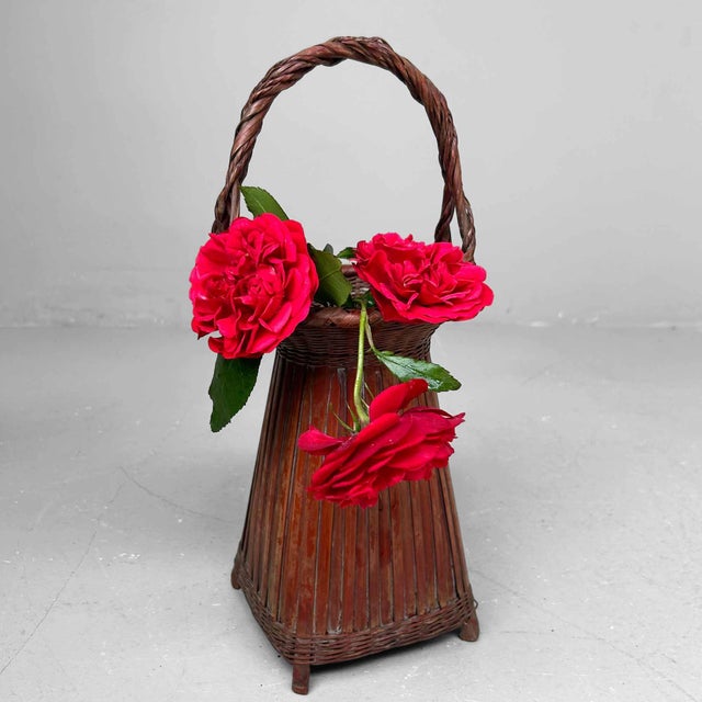 Handwoven Ikebana Flower Basket, 1950s For Sale - Image 9 of 13