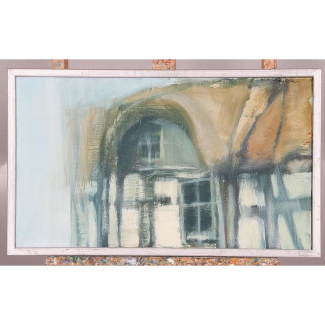 Mid-Century Modern Sven A, Thatched Roof House, 1950s, Oil Painting on Canvas, Framed For Sale - Image 3 of 15