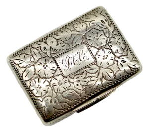 Early 19th Century Sterling Silver William IV Rectangular Vinaigrette With Floral Border