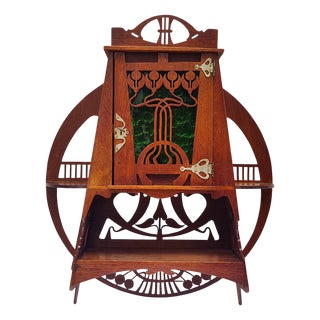 Art Nouveau Oak Wall Cabinet, 1890s For Sale