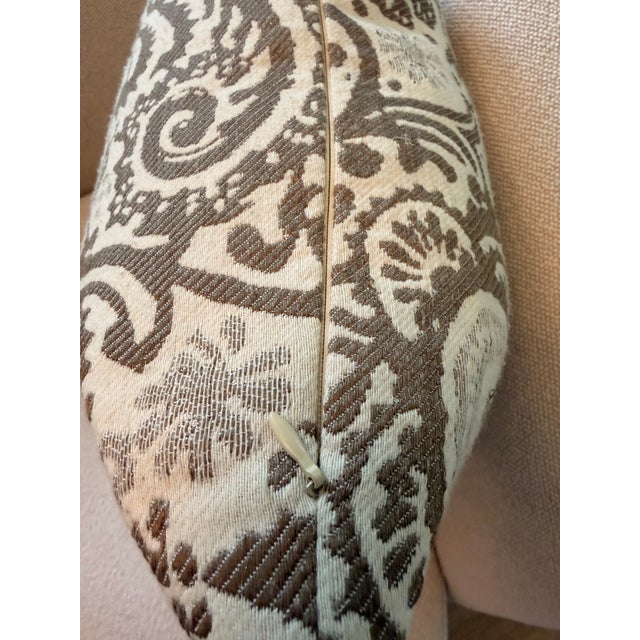 Tailored Taupe & Ivory Paisley Down Pillows - Classic 16” Accent Pair For Sale In Charleston - Image 6 of 6